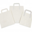 7" x 3.75 x 8.5" (175 x 95 x 215mm) White Kraft SOS Paper Carrier External Tape Handle - 304473